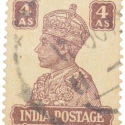 Postal Stamp of George VI 4 Annas Brown Colour - Used Condition as per Image.