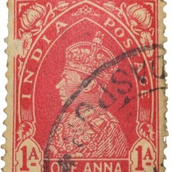 Postal Stamp of George VI 1 Anna Red Colour - Used Condition as per Image.