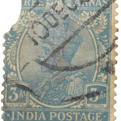 Postal Stamp of George V 3 Annas Blue Colour -Used Condition as per Image.