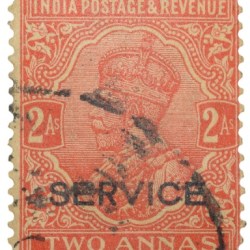 Postal Stamp of George V 2 Annas Orange Colour -Used Condition as per Image.