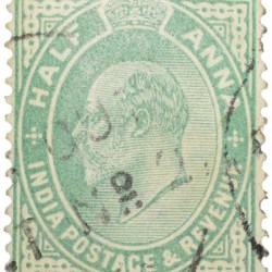 Postal Stamp of Edward VII 1/2 Anna Green Clour - Used Condition as per image.