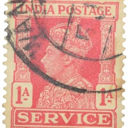 Postal Stamp of George VI 1 Anna Red Colour -Service - Used Condition as per Image.