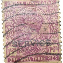 Postal Stamp of George V 1 Anna 3 Pies Pink Colour - Used Condition as per Image.