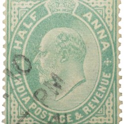 Postal Stamp of Edward VII 1/2 Anna Green Clour - Used Condition as per image.