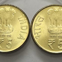 Alternative view of 5 Rs Biju Patnaik Birth Centenary Kolkata Mint Coin Unc Rare