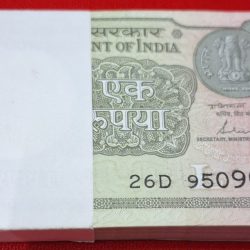 ONE RUPEE BUNDLE 2017 DOUBLIE NO. AND ERROR NOTES SERIAL NO. 950901