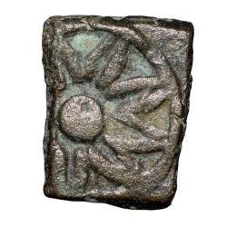 Alternative view of Copper Coin of Maharathis of Andhra(2nd Cen. BC) with Lion/Lotus Flower