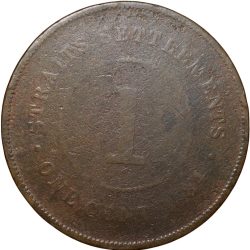 Alternative view of Copper 1 Cent of Victoria Queen (AD1884) of Straits Settelements Rare