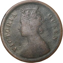 Copper 1/2 Pice of Victoria Queen (AD 1862) of Calcutta Mint