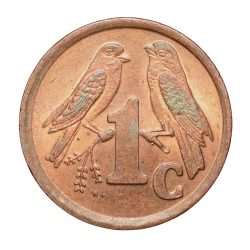 Bronze 1 Cent of South Africa (AD 1998) with Cape sparrows UNC Grade