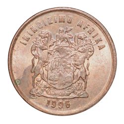 Bronze 1 Cent of South Africa (AD 1996) with Cape sparrows UNC Grade