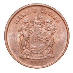 Bronze 1 Cent of South Africa (AD 1999) with Cape sparrows UNC Grade