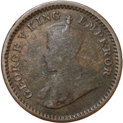 Bronze 1/12 Anna of George V (AD 1917) of Calcutta Mint KM 509