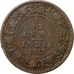 Alternative view of Bronze 1/12 Anna of George V (AD 1917) of Calcutta Mint KM 509