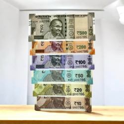 Rs 10 to 500 India Banknote Holy Fancy Number Set 000786 Gem Unc Complete Set