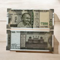 Rs 500 India Banknote Fancy Number 000786 Gem Unc Unique Latest Pattern Issue