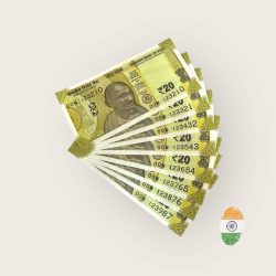 Rs 20 India Banknote Set 123987 to 123210 Unc Unique and Rare