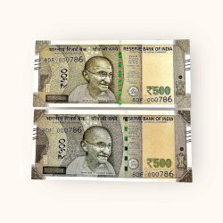 Rs 500 TWIN SET Gem Unc Very Unique Bank Note Set Solid Holy Number 8DF 000786