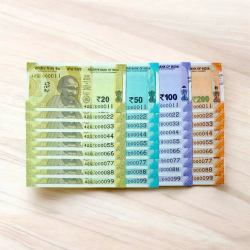 Rs 20 TO 200 Set India Banknote Fancy Set 000011 to 000099 GEM UNC Unique Latest Issue Very Unique and Rare