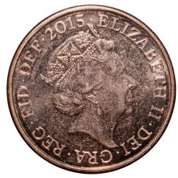 Alternative view of Bronze Penny of Elizabeth II (AD2015) of United Kingdom UNC Grade