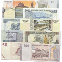 Alternative view of Foreign Country 10 Different Countrys GEM UNC Notes Lot