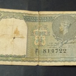 Rs 1 very rare note British period 1940 George Vl Condition as imege Same and similar piece available