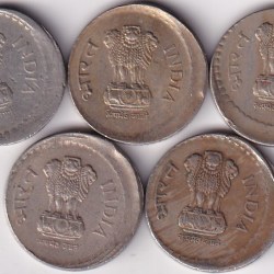 Alternative view of 5 Rupees Nickel Five Different Years Off Centre Error Coins Lot Rare #1