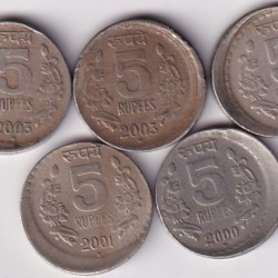 5 Rupees Nickel Five Off Centre Error Coins Lot Rare #2