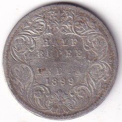 Half Rupee Poor Detail 1899 Silver British India Coin
