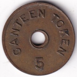 Alternative view of Canteen token 5 I.G Mint bombay copper Token