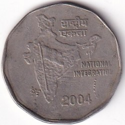 Republic India 2 Rupees Ex rare 2004 Kolkata Mint Coin