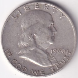 United States Denver Mint Half Dollar Franklin 1960 Silver Coin