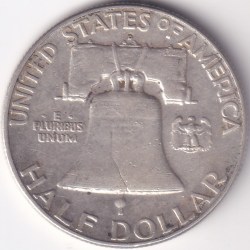 Alternative view of United States Denver Mint Half Dollar Franklin 1963 Silver Coin