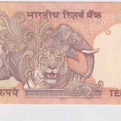 Alternative view of Raghuram Rajan 10 Rupees 2014 Extra Paper Error Note Rare