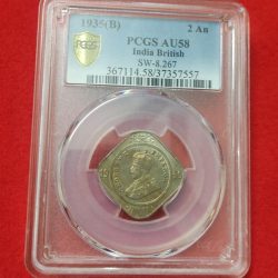 2 ANNAS GEORGE V1935 BOMBAY MINT PCGS AU 58