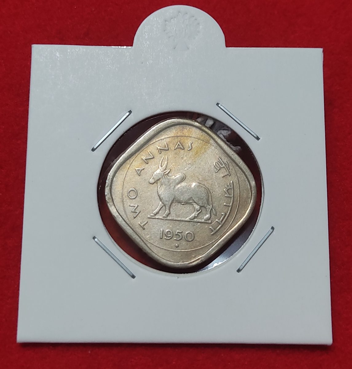 TWO ANNA 1950 BOMBAY MINT VERY GOOD CONDITION - Image 2