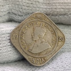 George V King Emperor Two Annas Rare Coin 1920 Extra Fine Condition Calcutta Mint British of India