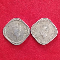 Alternative view of George Vi 2 Annas 1939 or 1940 2 Pcs Given British of India