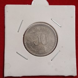 Fifty Paise 1980 Year Calcutta Mint Rare Coin