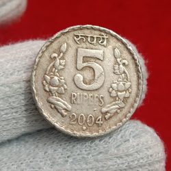 Five Rs Rare Coin 2004 Year Hyderabad Mint Good Condition 02