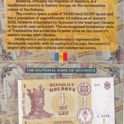 MOLDOVA 1 MOLDOVAN LEU UNC NOTE WITH BEAUTIFUL PACKING