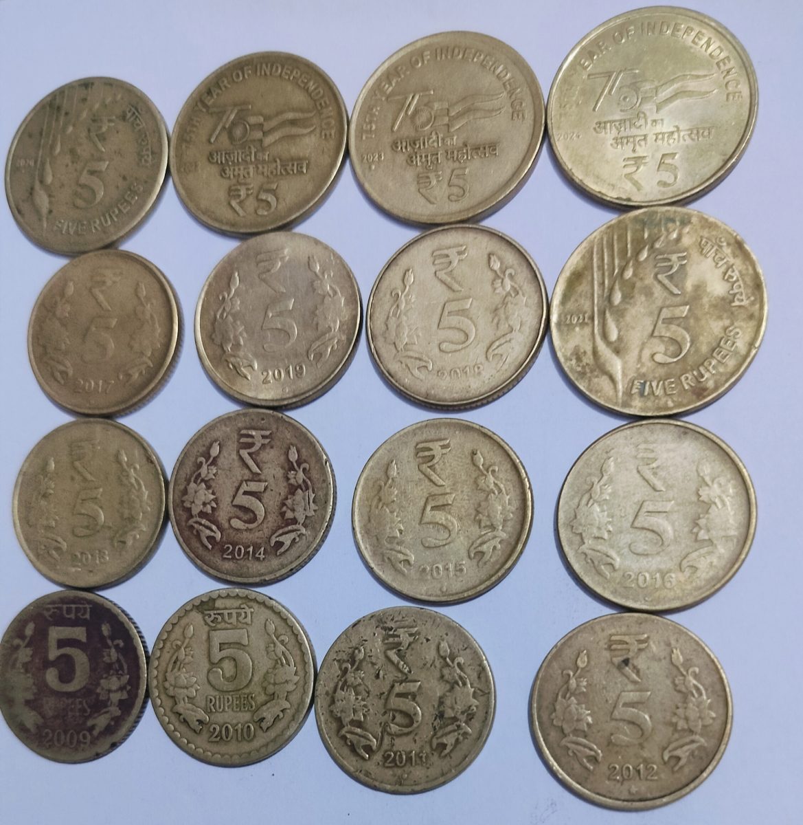 DAM CHEAP SALE❤️🤑 16 Coin set of 5 Rupees 2009,10,11,12,13,14,15,26,17,18,19,20,21,22,23, 2024 Set of Republic India Commemorative Brass Nikel Coin - Image 4