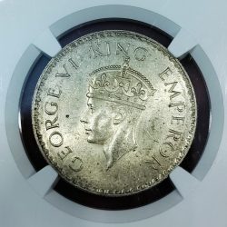 Alternative view of Very Rare One Rupee 1938 MS62 NGC GRADED