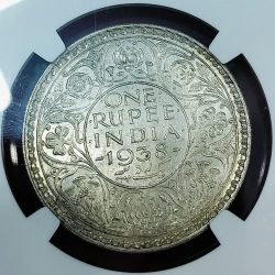 Very Rare One Rupee 1938 MS62 NGC GRADED
