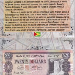 GUYANA 20 DOLLARS UNC NOTE WITH BEAUTIFUL PACKING