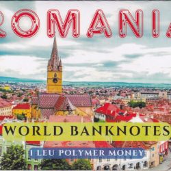 Alternative view of Romania 1 LEU UNC Note with Beautiful Folder