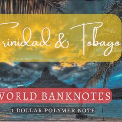 Alternative view of Trinidad and Tabago 1 Dollar Polimer UNC Note with Beautiful Folder