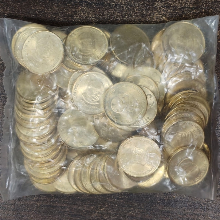 Five Rs Commemorative Coin. Biju Patnaik Centenary Scare Coin Pkt 100 Pcs Given Calcutta Mint RBI Sealed Packet - Image 2