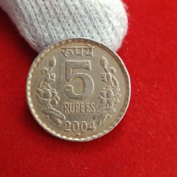 Five Rs Copper Nickel Rare Coin 2004 Year Hyderabad Mint Good Condition