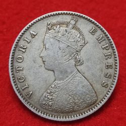 Alternative view of EXTREMELY RARE SILVER HALF RUPEE VICTORIA EMPRESS 1884 WEIGHT 5.83 GMS CALCUTTA MINT IN EXCELLENT CONDITION